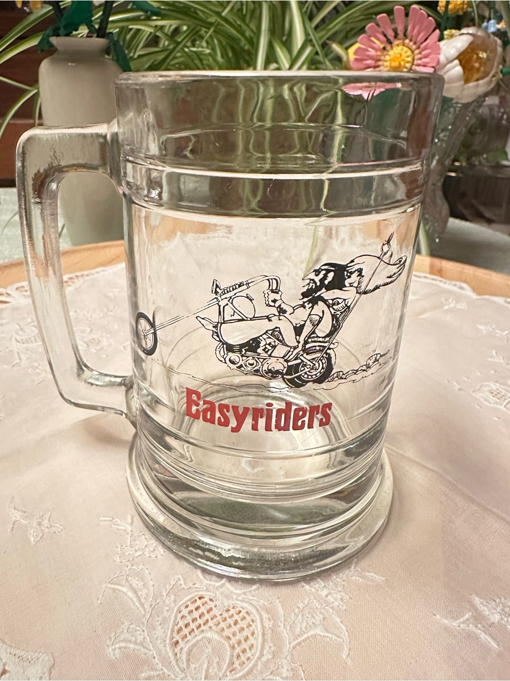 Vintage Easyriders Biker Glass Beer Stein Motorcycle Pint Mug